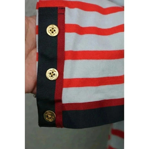 J. Crew Women's Size XL Grosgrain Ribbon Striped T-Shirt Nautical Buttons - Picture 4 of 8